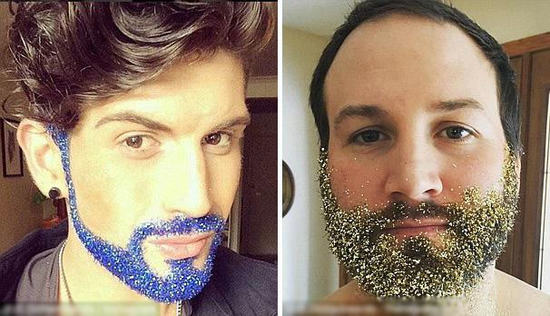 外国潮男新时尚 胡子上撒荧光粉